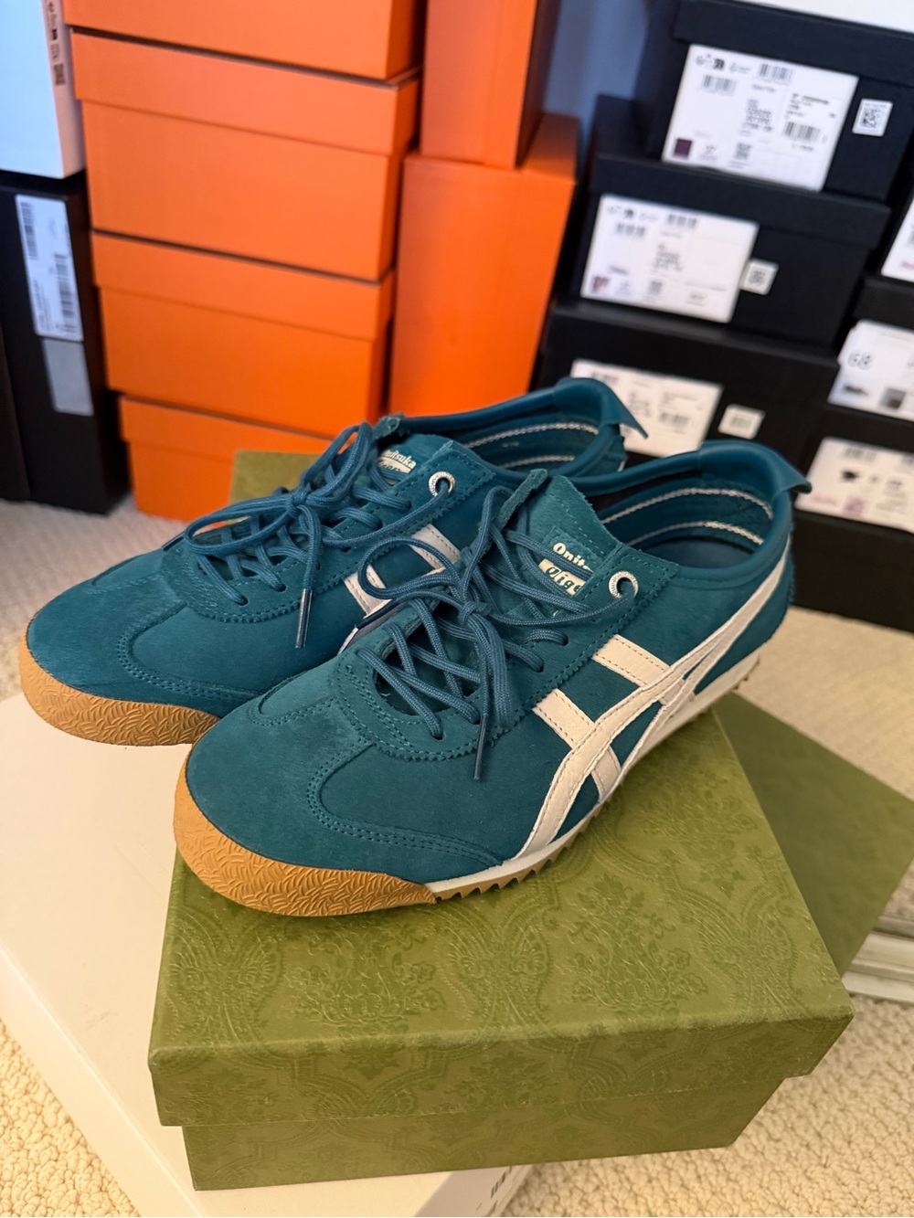 Onitsuka Tiger by Asics Men's Teal Mexico 66 Suede Sneaker